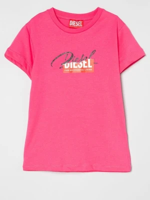 T-shirt z nadrukiem Diesel różowy