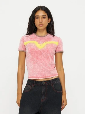 T-shirt z nadrukiem Diesel różowy