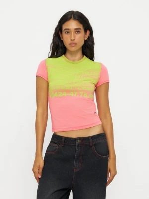 T-shirt z nadrukiem Diesel różowy
