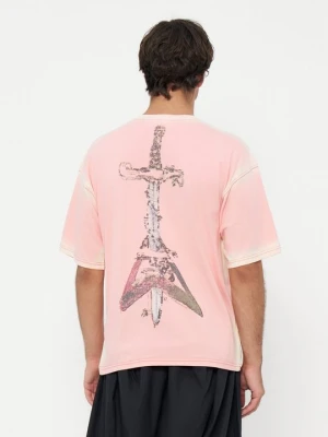 T-shirt z nadrukiem Diesel różowy