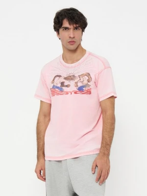 T-shirt z nadrukiem Diesel różowy