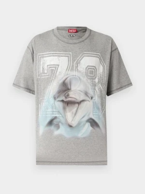 T-shirt z nadrukiem Diesel szary
