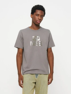 T-shirt z nadrukiem Diesel szary