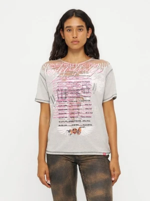T-shirt z nadrukiem Diesel szary