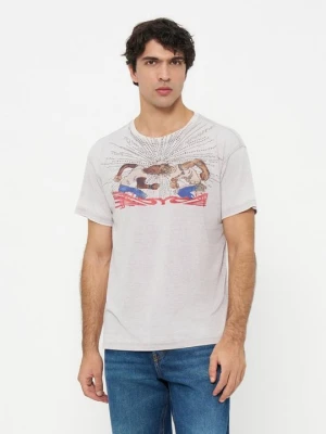 T-shirt z nadrukiem Diesel szary