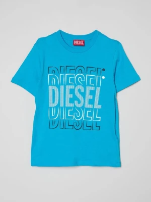 T-shirt z nadrukiem Diesel turkusowy