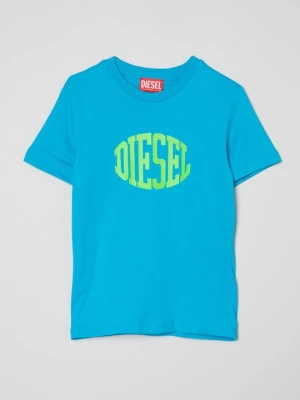 T-shirt z nadrukiem Diesel turkusowy