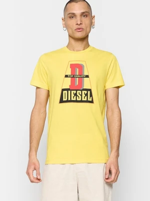 T-shirt z nadrukiem Diesel żółty