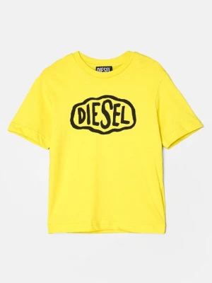 T-shirt z nadrukiem Diesel żółty