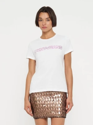 T-shirt z nadrukiem DKNY biały