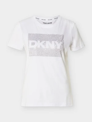 T-shirt z nadrukiem DKNY biały