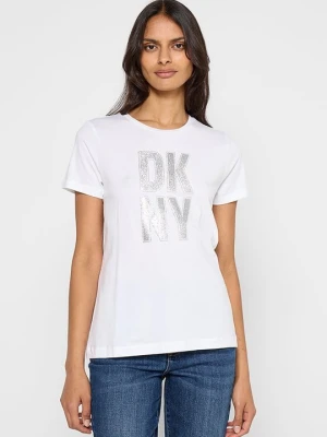 T-shirt z nadrukiem DKNY biały