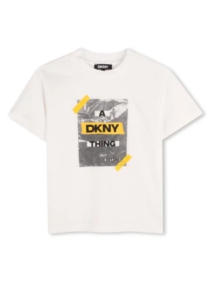 T-shirt z nadrukiem DKNY biały