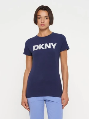 T-shirt z nadrukiem DKNY granatowy