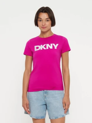 T-shirt z nadrukiem DKNY jagodowy