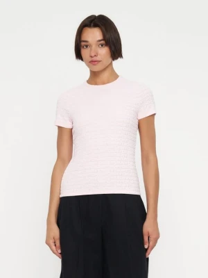 T-shirt z nadrukiem DKNY jasnoróżowy