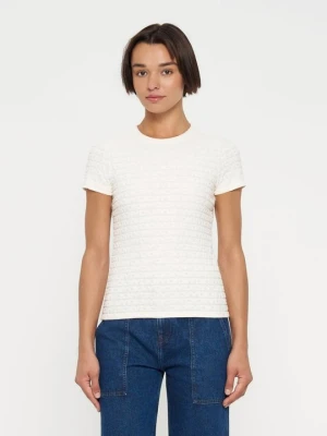 T-shirt z nadrukiem DKNY mleczny