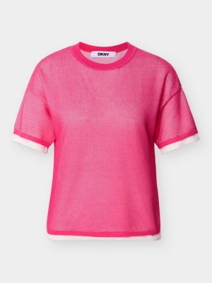 T-shirt z nadrukiem DKNY różowy