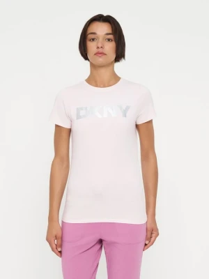 T-shirt z nadrukiem DKNY różowy