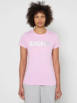 T-shirt z nadrukiem DKNY różowy