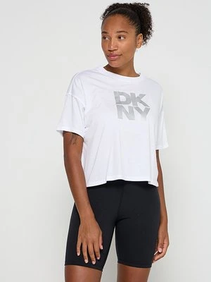 T-shirt z nadrukiem DKNY biały