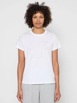 T-shirt z nadrukiem DKNY biały
