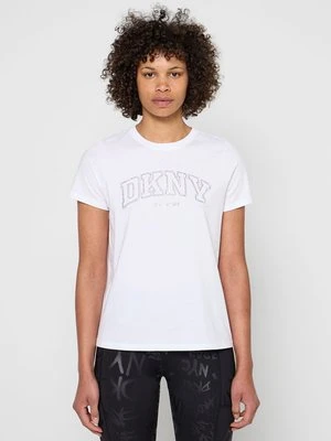 T-shirt z nadrukiem DKNY biały