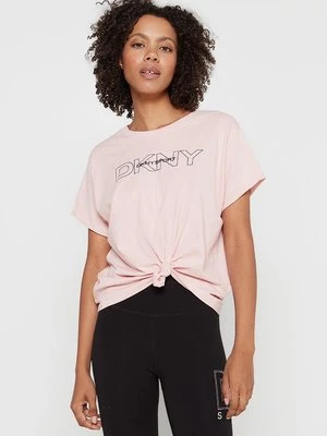 T-shirt z nadrukiem DKNY jasnoróżowy