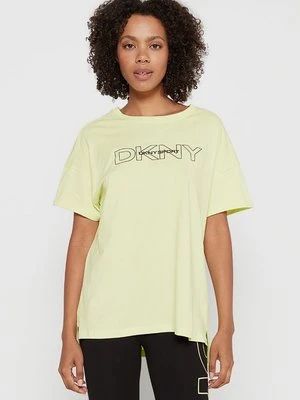 T-shirt z nadrukiem DKNY żółty