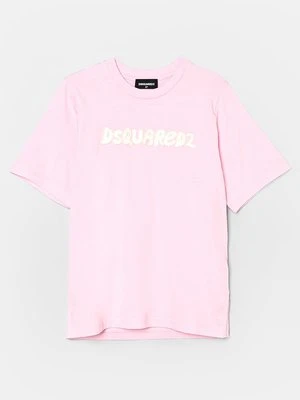 T-shirt z nadrukiem Dsquared2 jasnoróżowy