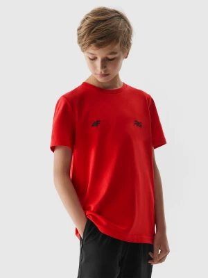 T-shirt z nadrukiem dziecięcy 4F x Robert Lewandowski - czerwony