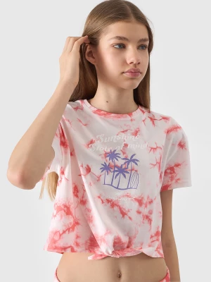 T-shirt z nadrukiem dziewczęcy - multikolor 4F JUNIOR