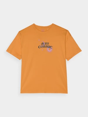 T-shirt z nadrukiem dziewczęcy - pomarańczowy 4F JUNIOR