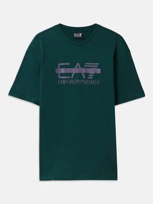 Zdjęcie produktu T-shirt z nadrukiem EA7 Emporio Armani zieleń butelkowa