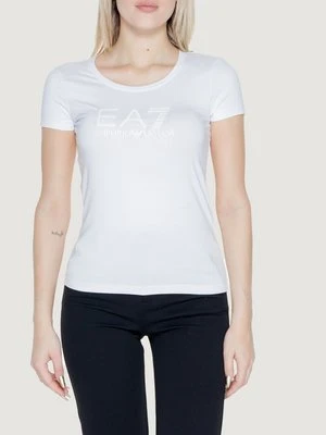 T-shirt z nadrukiem EA7 Emporio Armani mleczny