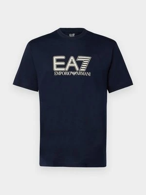T-shirt z nadrukiem EA7 Emporio Armani granatowy