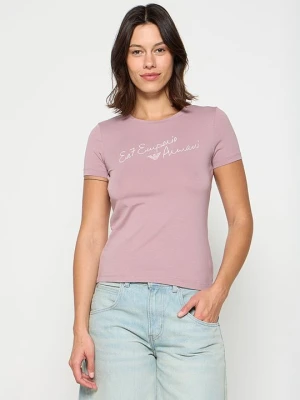 T-shirt z nadrukiem EA7 Emporio Armani mauve