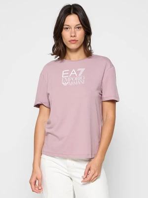 T-shirt z nadrukiem EA7 Emporio Armani mauve