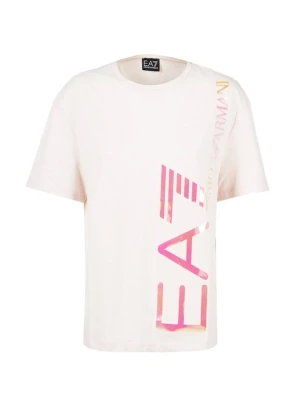 T-shirt z nadrukiem EA7 Emporio Armani mauve