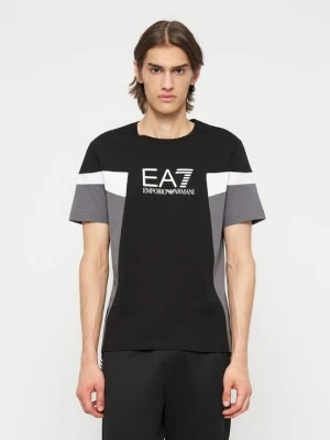T-shirt z nadrukiem EA7 Emporio Armani antracytowy