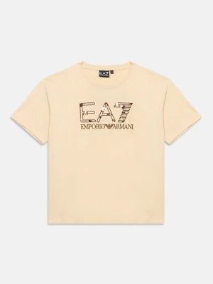 T-shirt z nadrukiem EA7 Emporio Armani beżowy