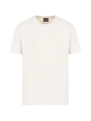 T-shirt z nadrukiem EA7 Emporio Armani beżowy