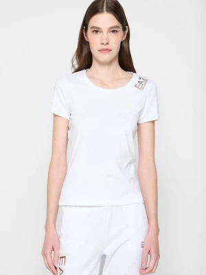 T-shirt z nadrukiem EA7 Emporio Armani biały