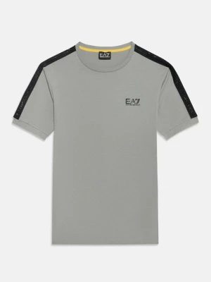 T-shirt z nadrukiem EA7 Emporio Armani brązowy