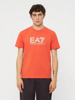 T-shirt z nadrukiem EA7 Emporio Armani czerwony