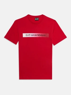 T-shirt z nadrukiem EA7 Emporio Armani czerwony