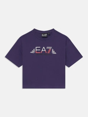 T-shirt z nadrukiem EA7 Emporio Armani fioletowy