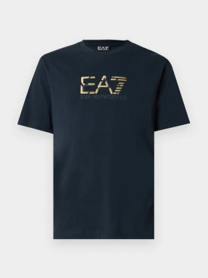 T-shirt z nadrukiem EA7 Emporio Armani granatowy