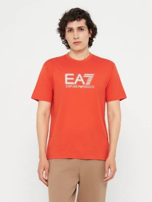 T-shirt z nadrukiem EA7 Emporio Armani jasnoczerwony