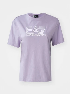 T-shirt z nadrukiem EA7 Emporio Armani liliowy